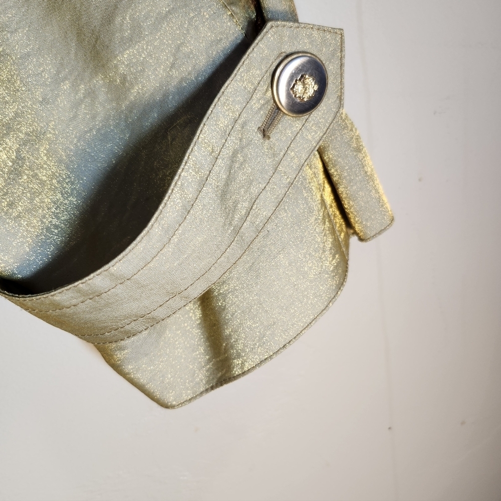 Laura Winston Gold Metalic Vintage Maxi Trench Coat Sz 14 - Picture 10 of 16